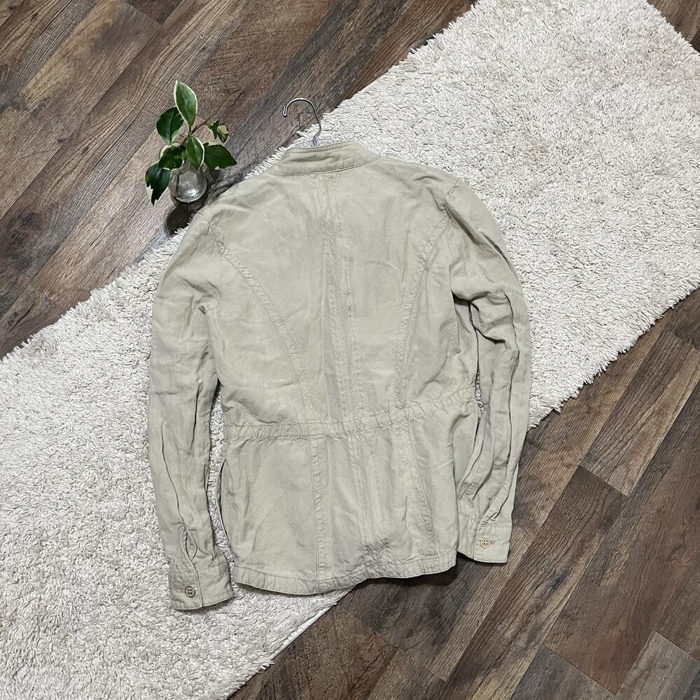 J.McLaughlin Size XS Khaki Button Down Linen Blend Vista Utility Jacket - Picture 7 of 7